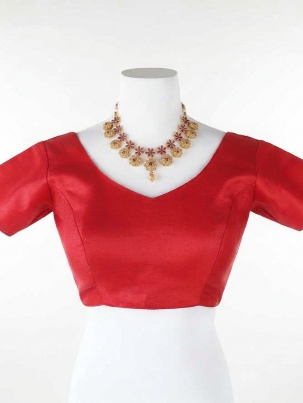 New silk blend saree / lehenga blouse in gold,red,maroon,bottle green